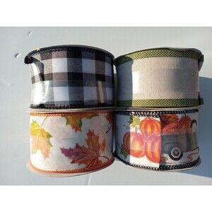 Way to Celebrate  Harvest Ribbon Bundle  2.5” x 15 Feet  Lot of 4 15 Ft Rolls